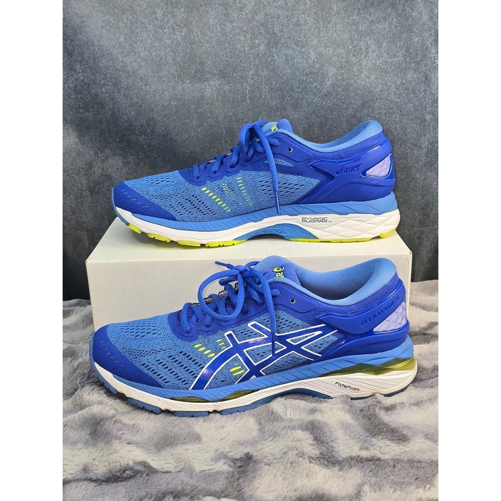 EUC ASICS Gel-Kayano 24 Running Shoes Blue Yellow Athletic Women Size 10.5